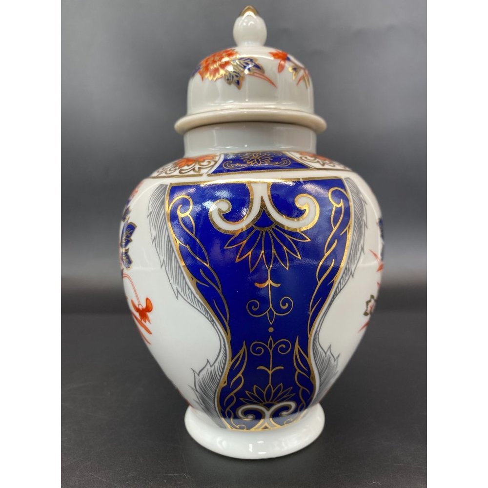 Vintage Ardco Asian Multicolor Floral Ginger Blue & Gold Jar Made in Japan 6 1/2 - Picture 4 of 10